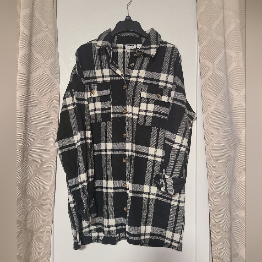 Noisy May Checkered Button Down Shirt Womens Size Medium